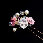 Ac metalic pentru par ACM029 Flori Colorate cu Strasuri si perle